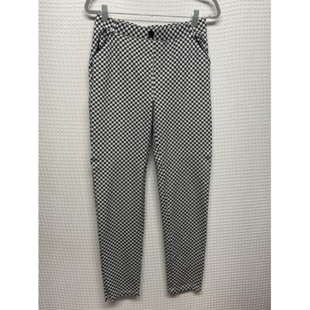 NWOT Betabrand Black/White Houndstooth Pull On Ankle Pants Women L Long China